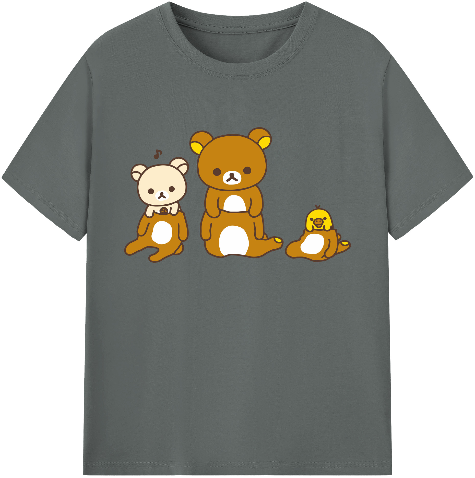 （画像用） リラックマ リラックマ キイロイトリ Rilakkuma Korilakkuma Kiiroitori 綿100％ メンズ半袖Tシャツ｜肌触りやわらか＆通気性